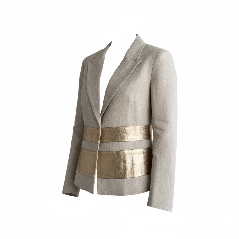 ✨  Women’s LAVEER Elegant Beige and Gold Blazer Size 10 NWT - Picture 2 of 6